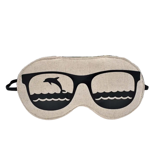 Nachtmaske aus Bio-Baumwolle & Leinen – handgemacht, 2 Designs, für entspannten Schlaf unterwegs Delfin - Les Ateliers d’Éliléa