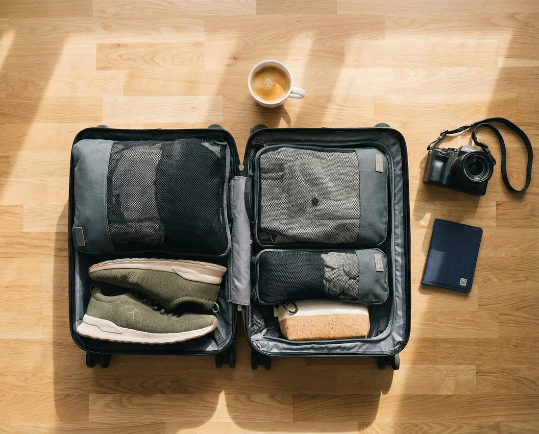 Gepackter Koffer mit organisierten Packing Cubes und Packliste für stressfreie Reisevorbereitung.