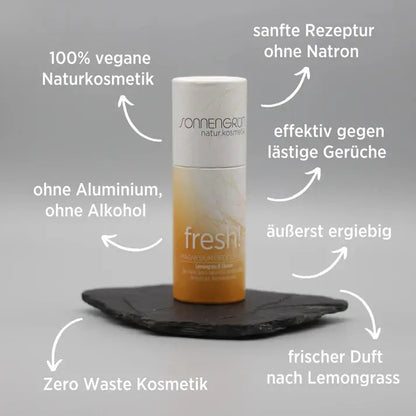 Deostick "fresh!" – natürlich, vegan & zitronig-frisch  - Sonnengrün