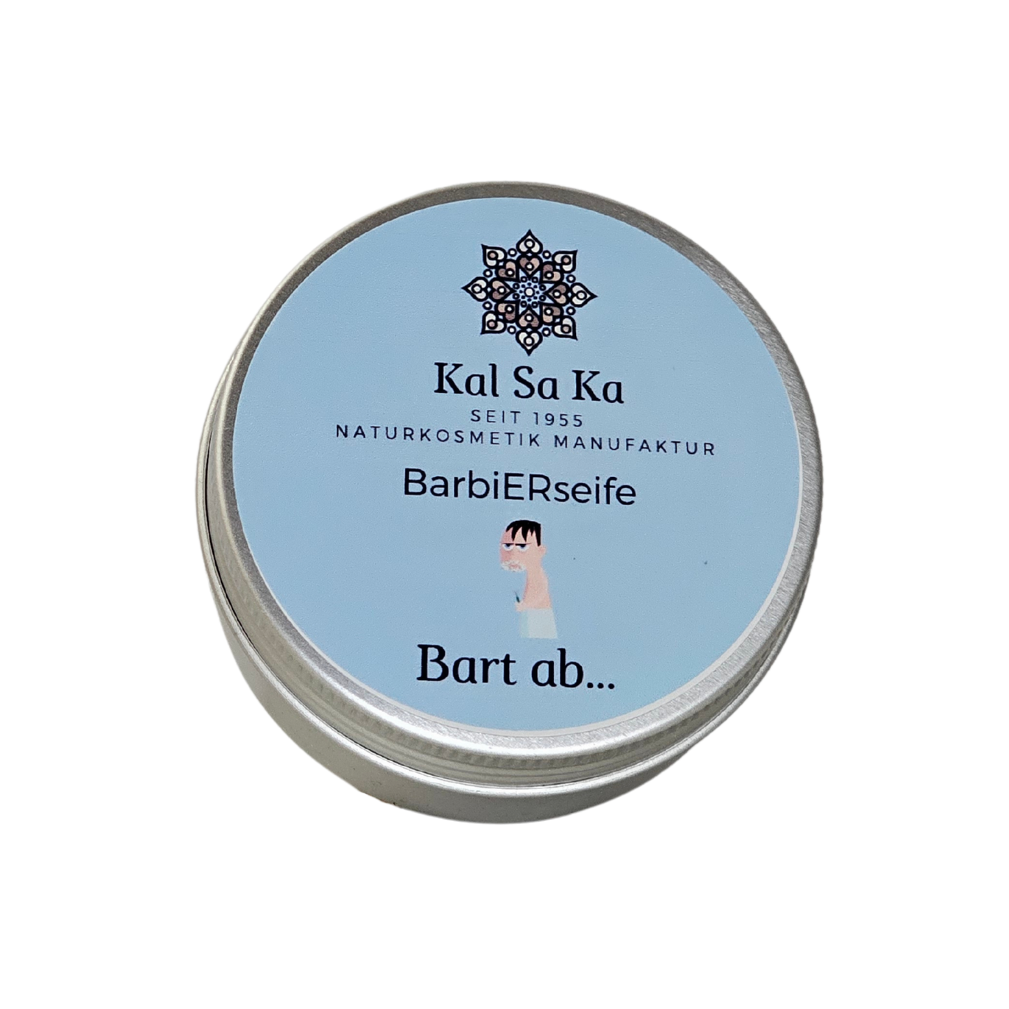 Reise-Rasierseife in Dose – vegan, palmölfrei, Naturkosmetik, "Bart ab"