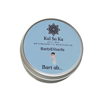 Reise-Rasierseife in Dose – vegan, palmölfrei, Naturkosmetik, "Bart ab"