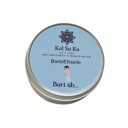 Reise-Rasierseife in Dose – vegan, palmölfrei, Naturkosmetik, "Bart ab"