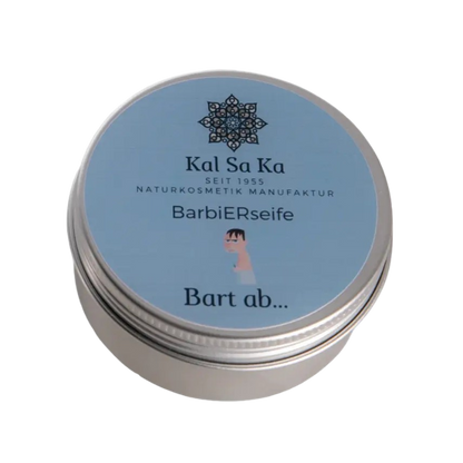 Reise-Rasierseife in Dose – vegan, palmölfrei, Naturkosmetik, "Bart ab"