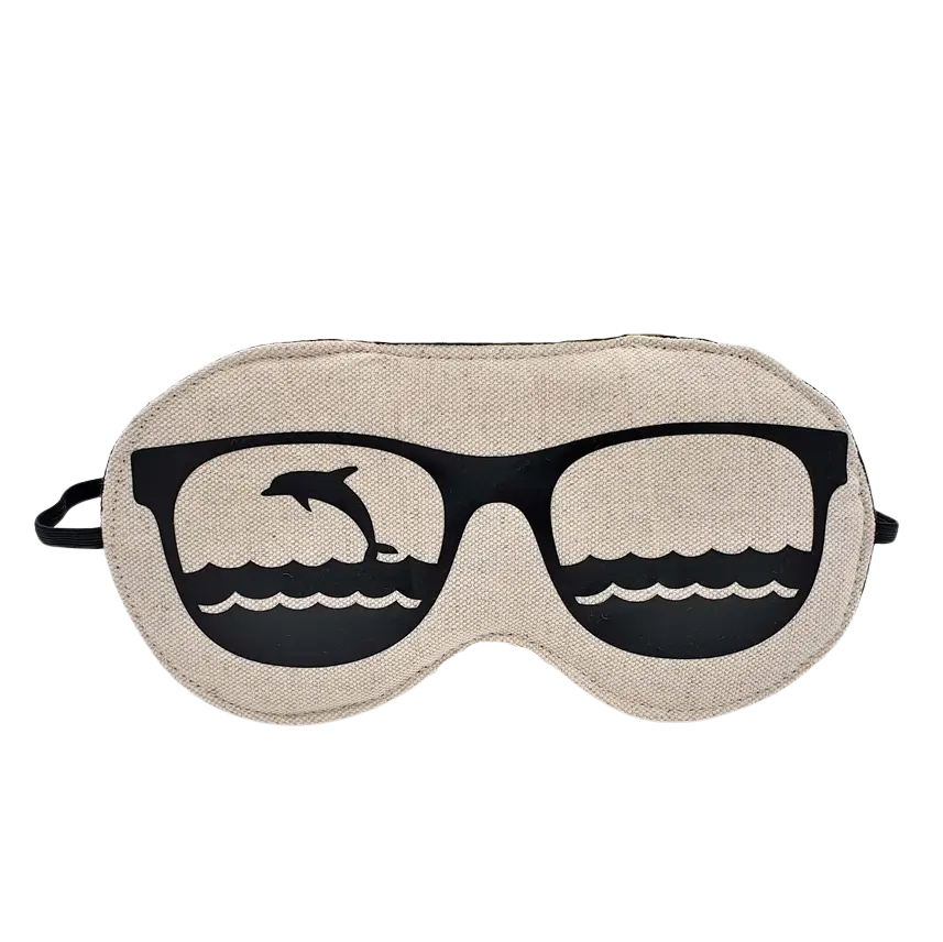 Nachtmaske aus Bio-Baumwolle & Leinen – handgemacht, 2 Designs, für entspannten Schlaf unterwegs Delfin - Les Ateliers d’Éliléa