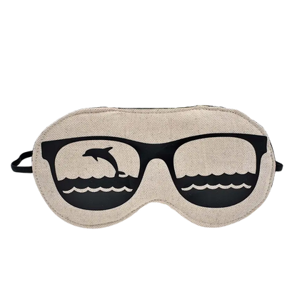 Nachtmaske aus Bio-Baumwolle & Leinen – handgemacht, 2 Designs, für entspannten Schlaf unterwegs Delfin - Les Ateliers d’Éliléa