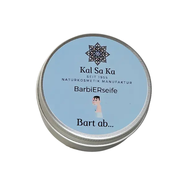 Reise-Rasierseife in Dose – vegan, palmölfrei, Naturkosmetik, "Bart ab"  - KAL SA KA