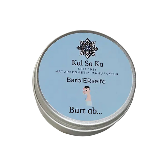 Reise-Rasierseife in Dose – vegan, palmölfrei, Naturkosmetik, "Bart ab"  - KAL SA KA