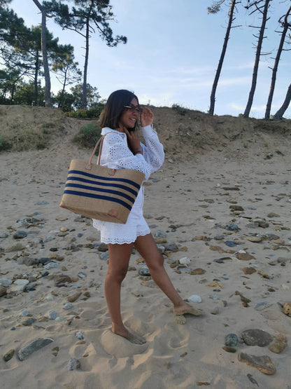 Strandtasche aus Jute – fair, robust & stylisch, in 2 Größen (L & M)  - Nature et Fibre