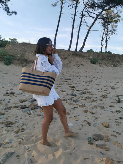 Strandtasche aus Jute – fair, robust & stylisch, in 2 Größen (L & M)  - Nature et Fibre