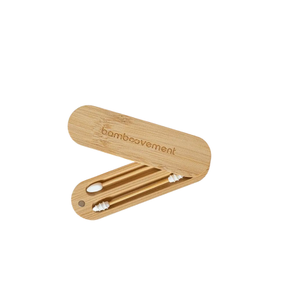 Wiederverwendbare Silikon-Ohren- und Make-up-Stäbchen im Bambusetui – 2 Stück, Nachhaltig & Vielseitig  - Bamboovement