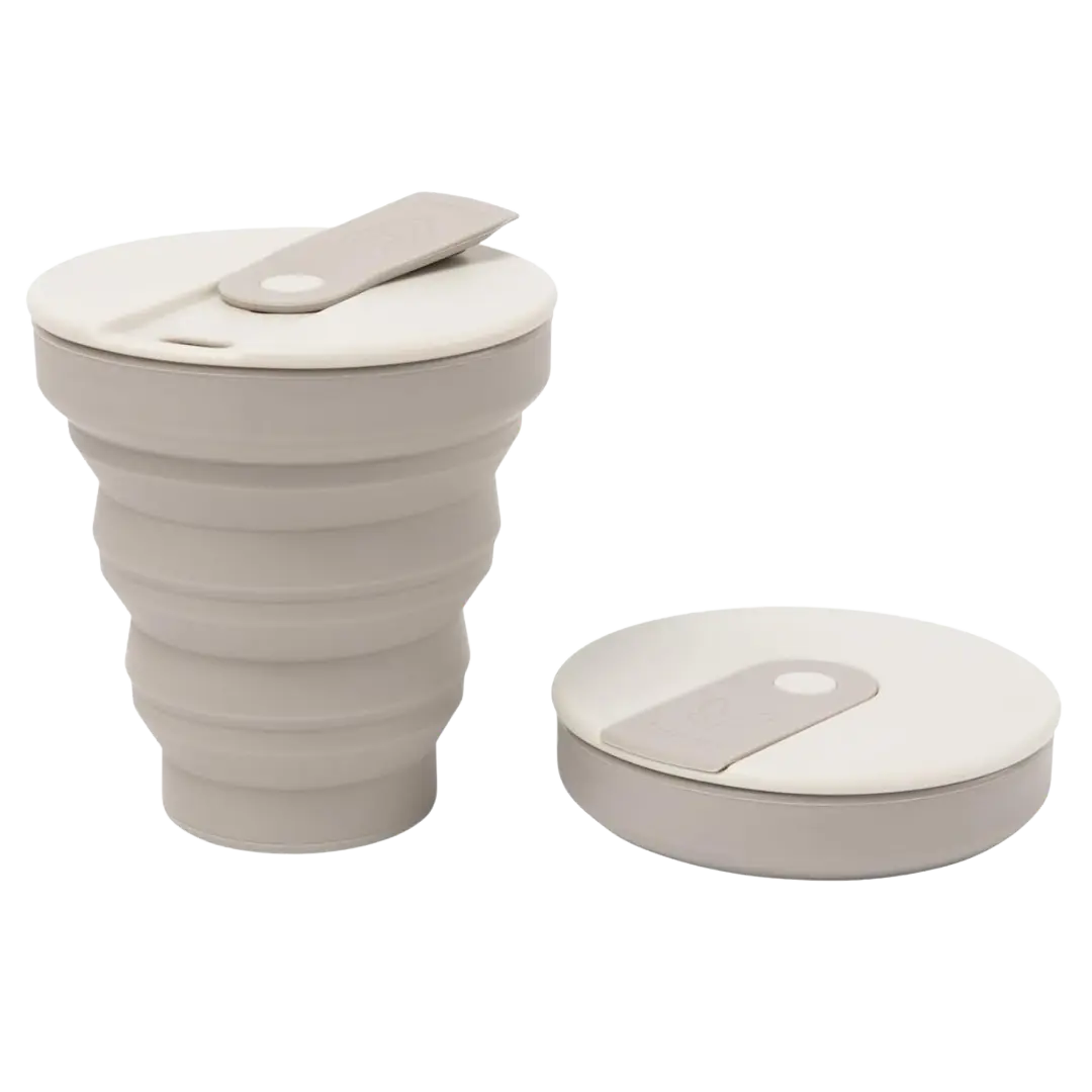 Wiederverwendbare faltbare Kaffeetasse – 355ml, Grau  - Beewise
