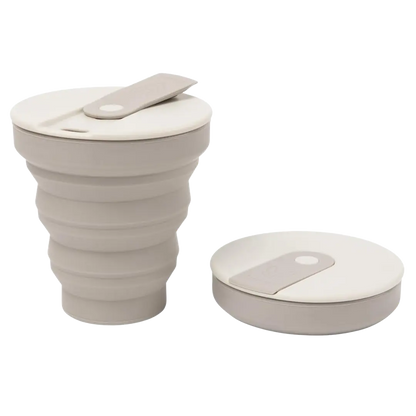 Wiederverwendbare faltbare Kaffeetasse – 355ml, Grau  - Beewise
