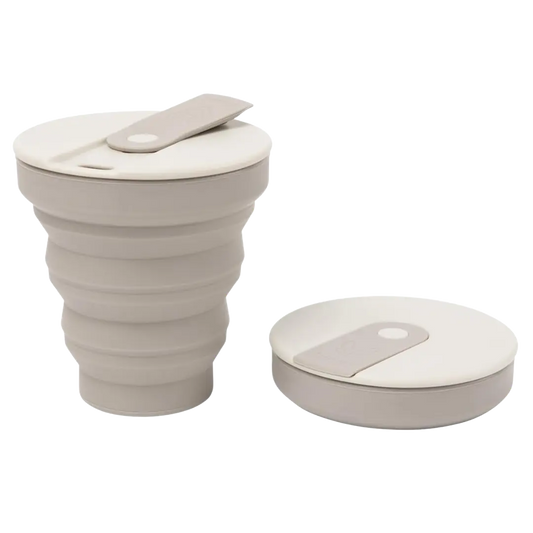 Wiederverwendbare faltbare Kaffeetasse – 355ml, Grau  - Beewise