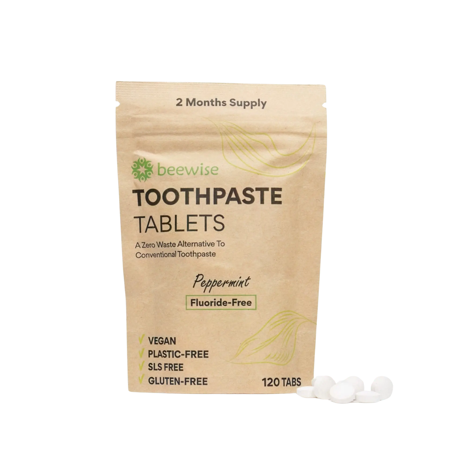 Zahnpasta-Tabletten – 120 Stück, Plastikfrei & Vegan  - Beewise