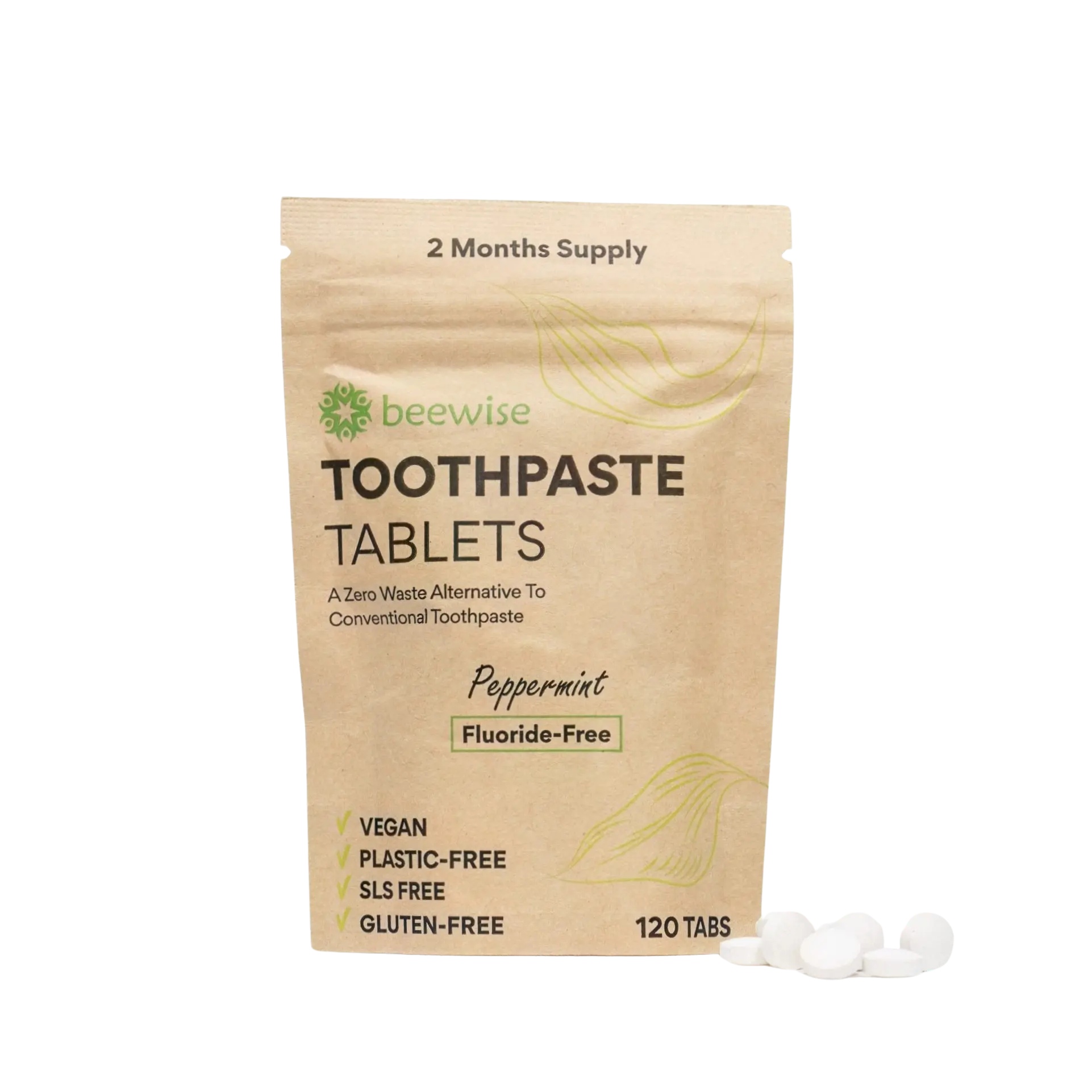 Zahnpasta-Tabletten – 120 Stück, Plastikfrei & Vegan  - Beewise