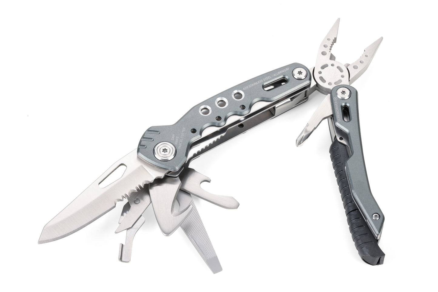 Multitool – 14 Funktionen, mit Feuerstahl, Outdoor & Reise